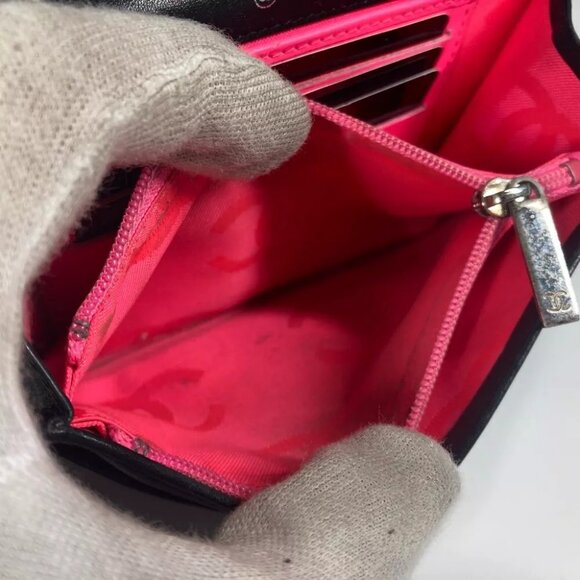 CHANEL Cambon Line CC CC Mark Compact wallet Folded wallet Leather Black/White - Picture 14 of 15